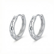 Geometric Cutout Silver Hoop Earrings – sterling silver earrings, front view