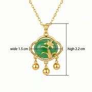 Deep green Floral Triple Dangle Necklace – green stone earrings, close-up