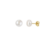 Freshwater Pearl Studs, Butterfly Backs – pearl earrings, close-up