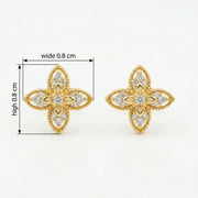 Vintage Filigree Clover Stud Earrings – sterling silver earrings, front view