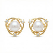 Pearl Swirl Stud Earrings – pearl earrings, close-up