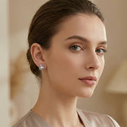 Pearl Blossom Stud Earrings – pearl earrings, front view