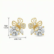 Butterfly and Floral Stud Earrings – sterling silver earrings, front view