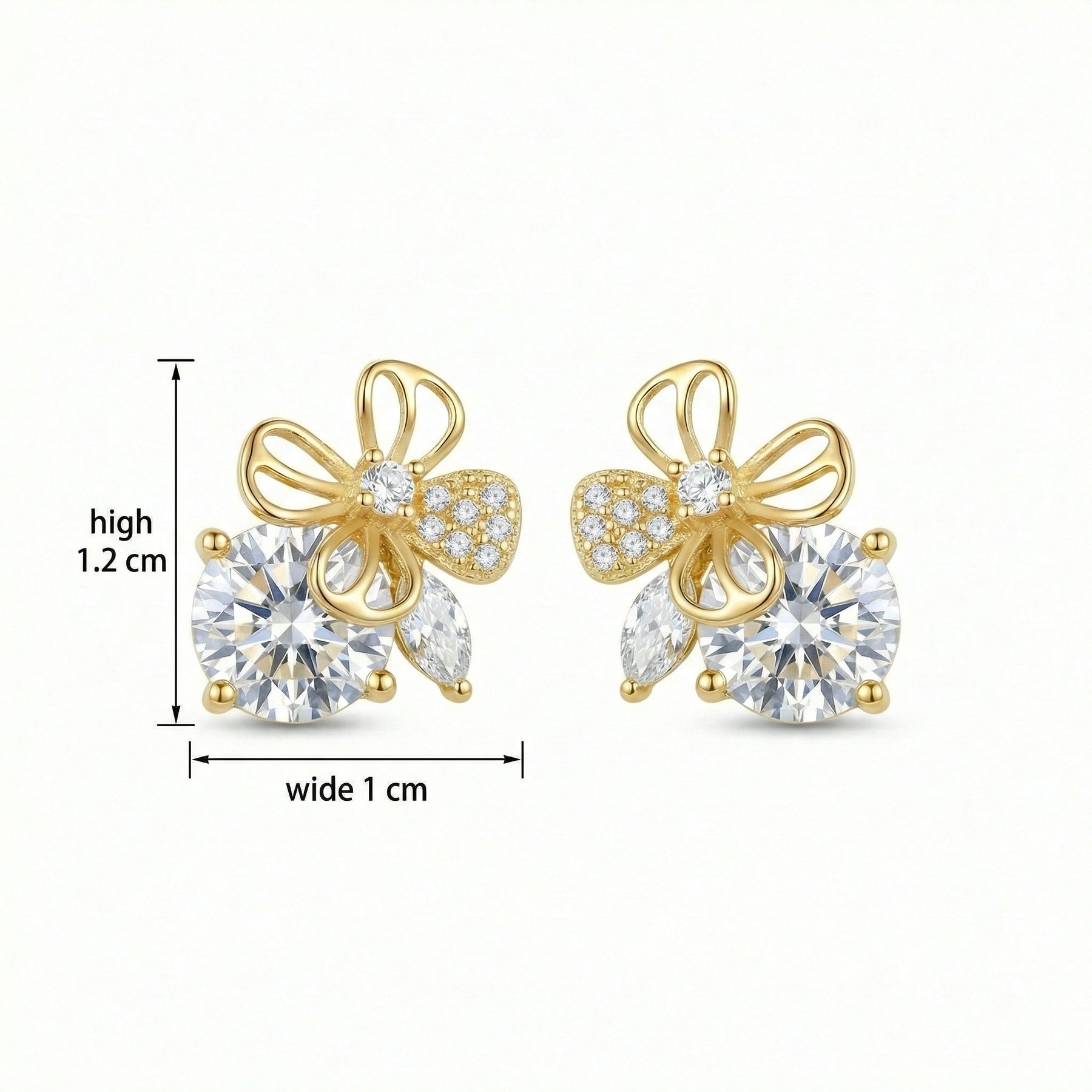 Butterfly and Floral Stud Earrings – sterling silver earrings, front view
