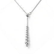 Graduated Bead Lariat Necklace – sterling silver necklace, front view