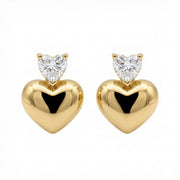 Double Heart Stud Earrings – sterling silver earrings, side detail