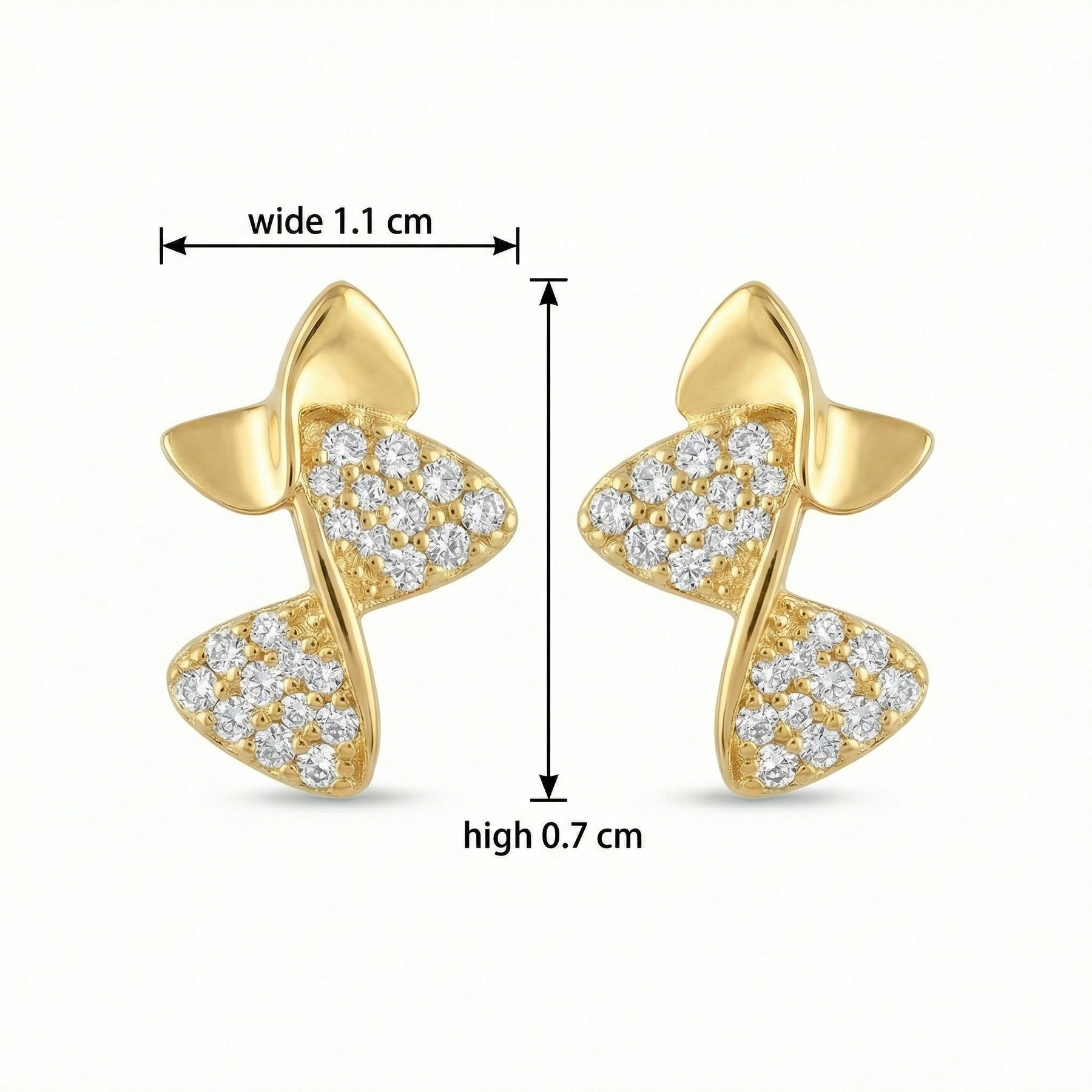 Abstract Musical Note Stud Earrings – sterling silver earrings, side detail