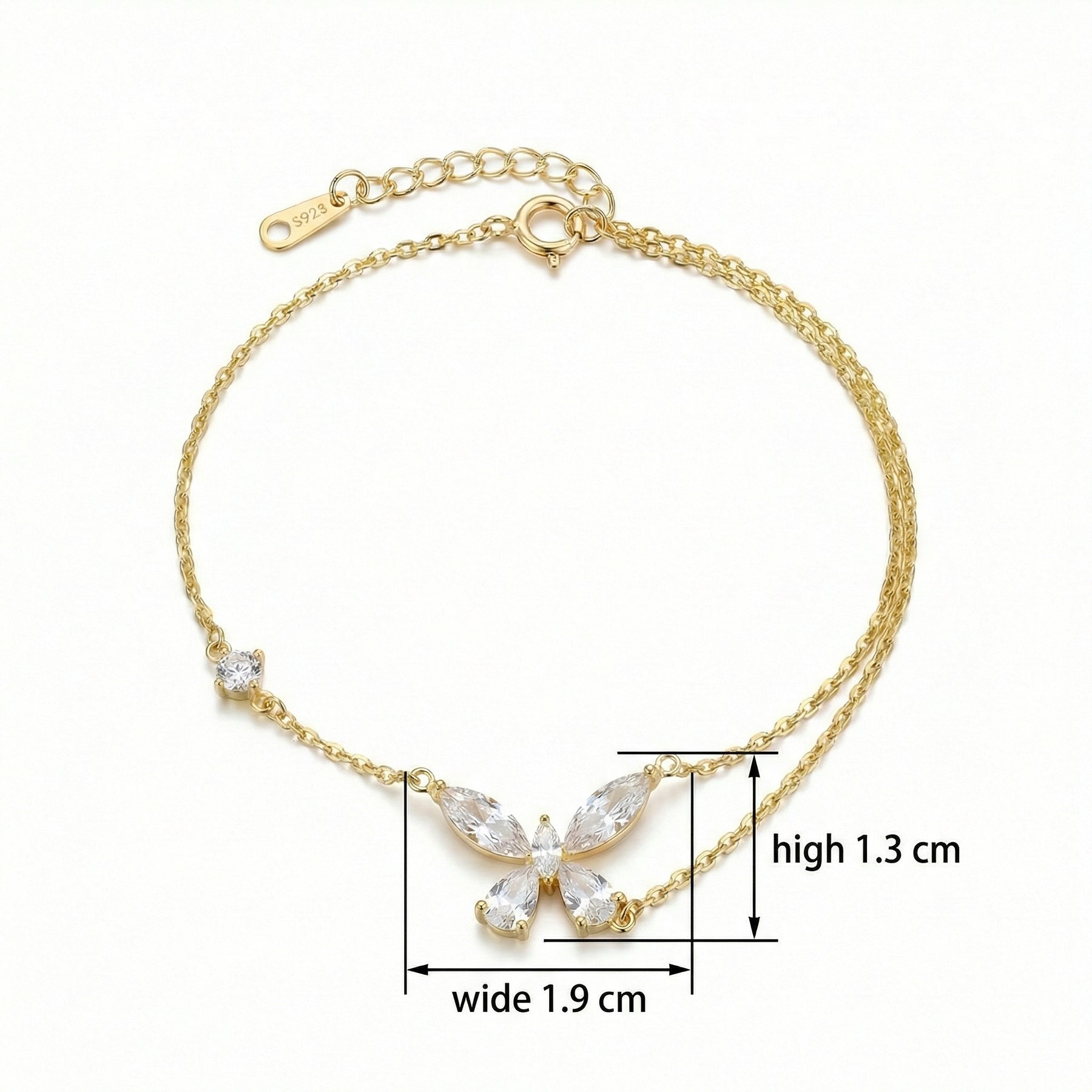 Butterfly Crystal Layered Bracelet – crystal bracelet, front view