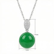 Jade Sphere Necklace, CZ Bail – jade necklace, front view