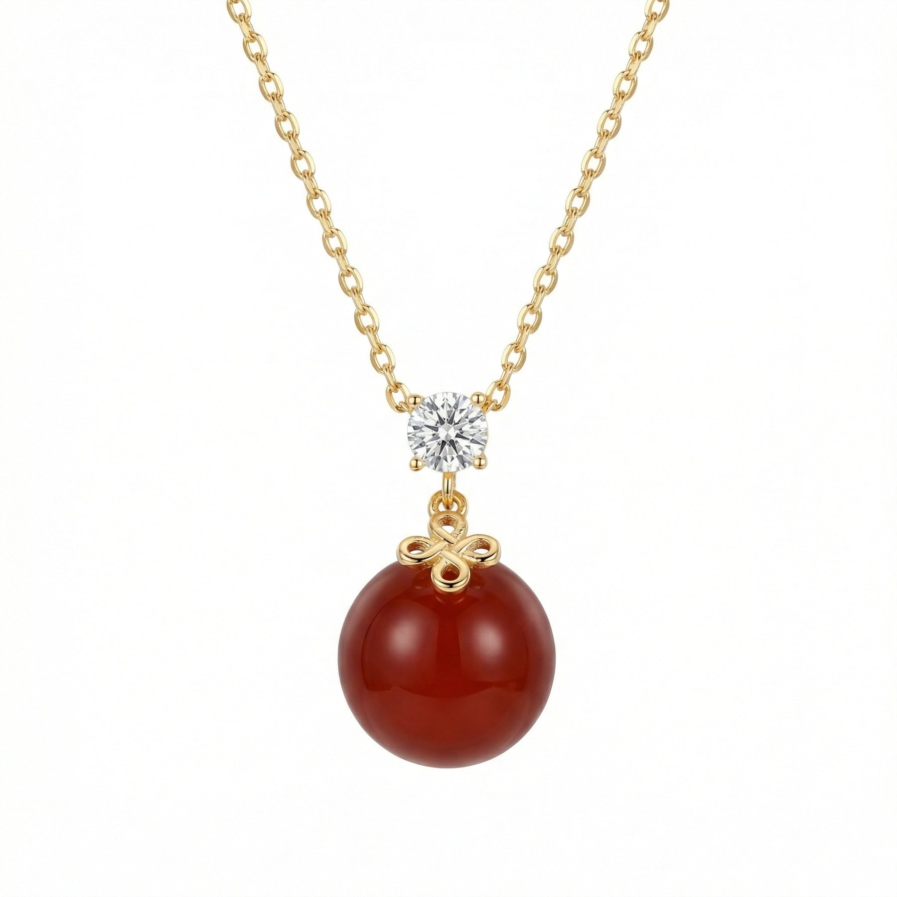 Red Gemstone Knot Pendant Necklace – sterling silver necklace