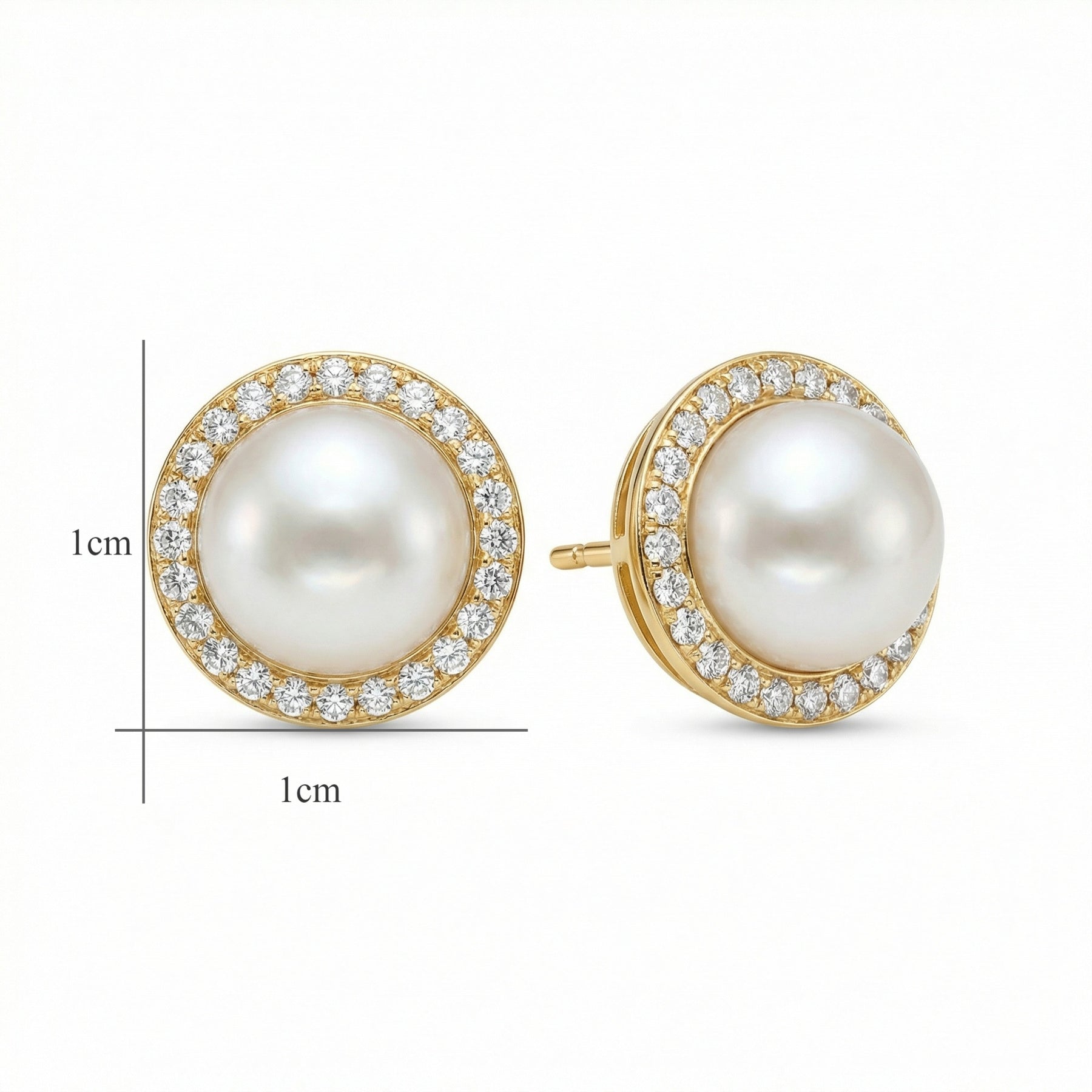 Pearl Halo Stud Earrings – pearl earrings, front view