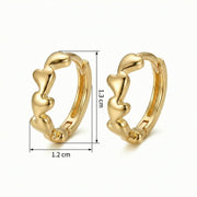 Linked Heart Huggie Hoop Earrings – sterling silver earrings, front view