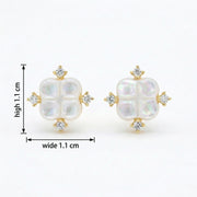 Iridescent Quatrefoil Pearl Studs – pearl earrings, side detail