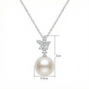 Pearl Leaf Motif Pendant Necklace – pearl necklace, close-up