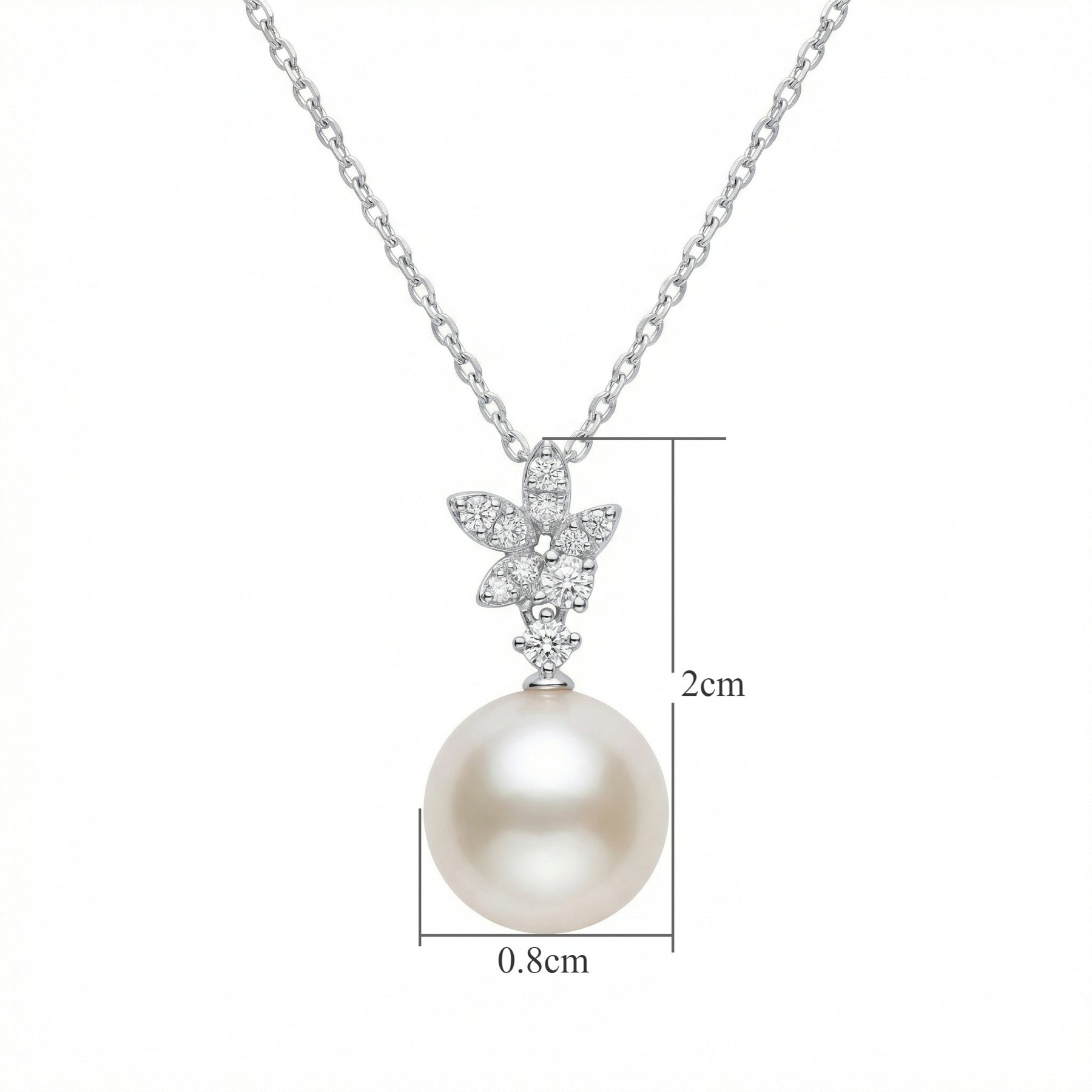 Pearl Leaf Motif Pendant Necklace – pearl necklace, close-up