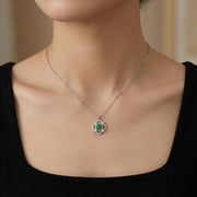 Green Jade Flower Necklace – jade necklace, front view