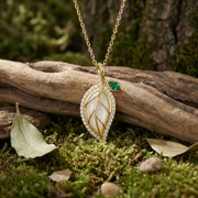 Leaf-Inspired Green stone Pendant Necklace – green stone necklace, close-up