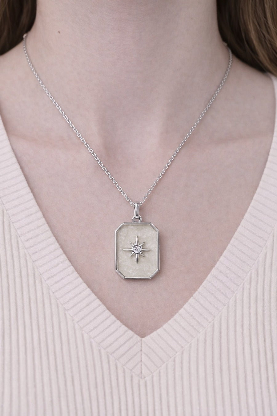 Stainless Steel North Star Necklace – stainless steel necklace, side detail