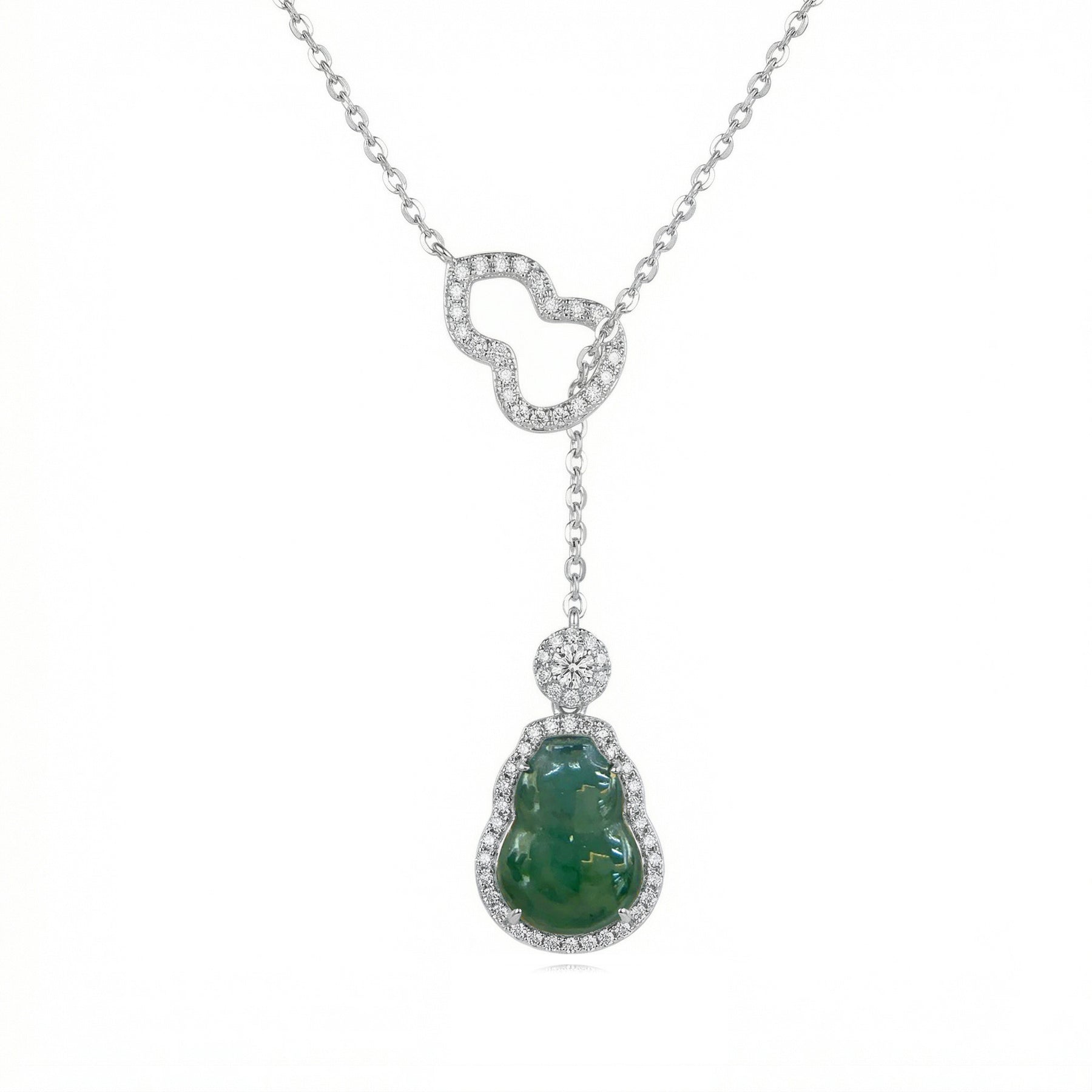 Green Jade Laughing Buddha Necklace – jade necklace, front view