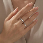 Twisted Couple Rings with CZ Accents – zircon ring, front view