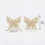 Butterfly Studs with Marquise Wings – sterling silver earrings, front view