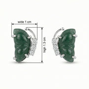 Carved Green Jade Butterfly Studs – jade earrings, side detail