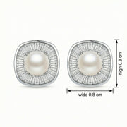 Pearl Cushion Halo Stud Earrings – pearl earrings