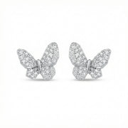Pavé-Set Butterfly Stud Earrings – sterling silver earrings, side detail