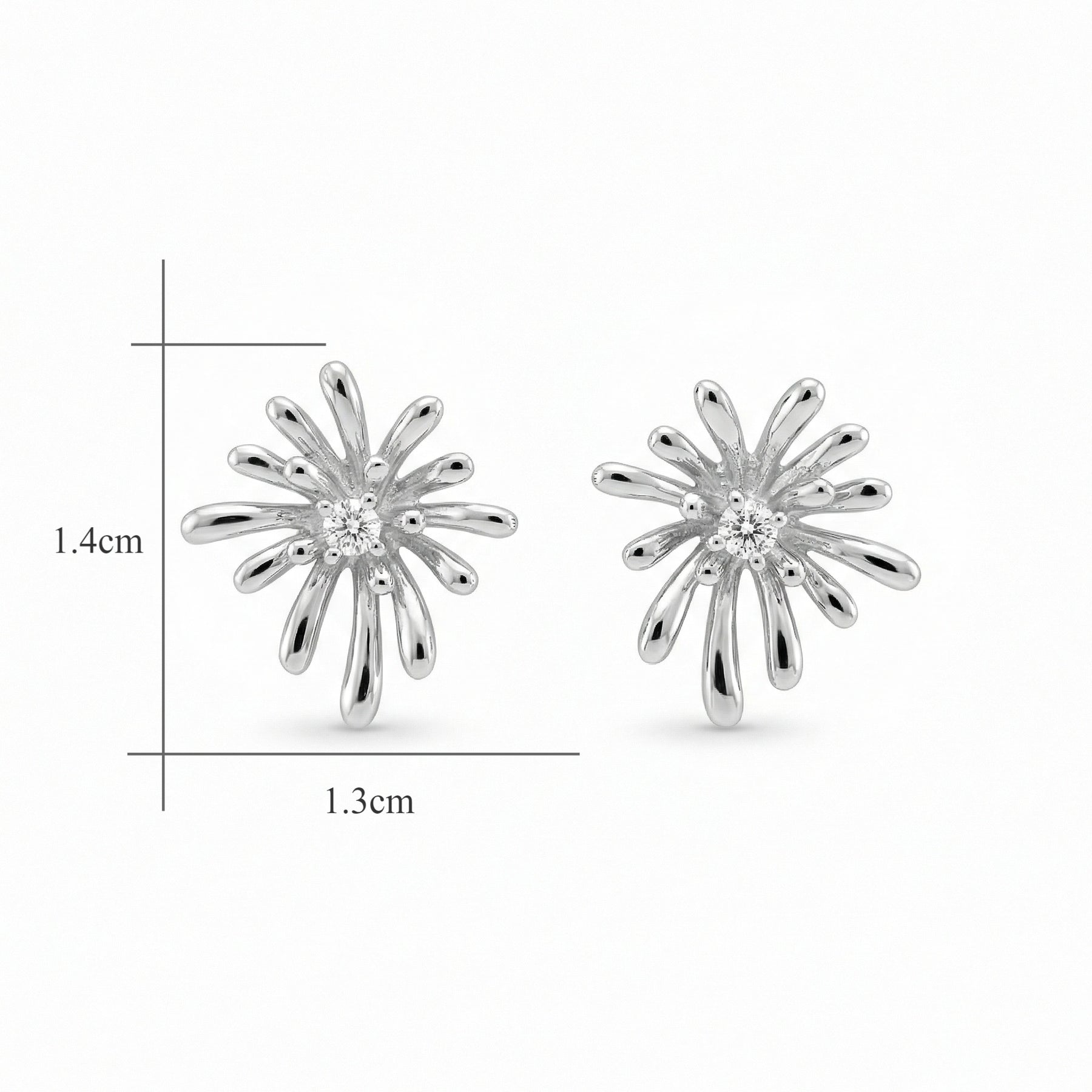 Sunburst Stud Earrings – sterling silver earrings, close-up