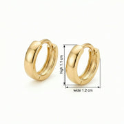 Polished Hoop Huggie Earrings – sterling silver earrings, side detail
