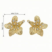 Textured Flower Stud Earrings – sterling silver earrings, side detail