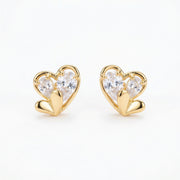 Double Heart CZ Stud Earrings – zircon earrings