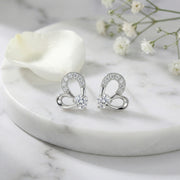 Stylized Heart Stud Earrings – sterling silver earrings, front view
