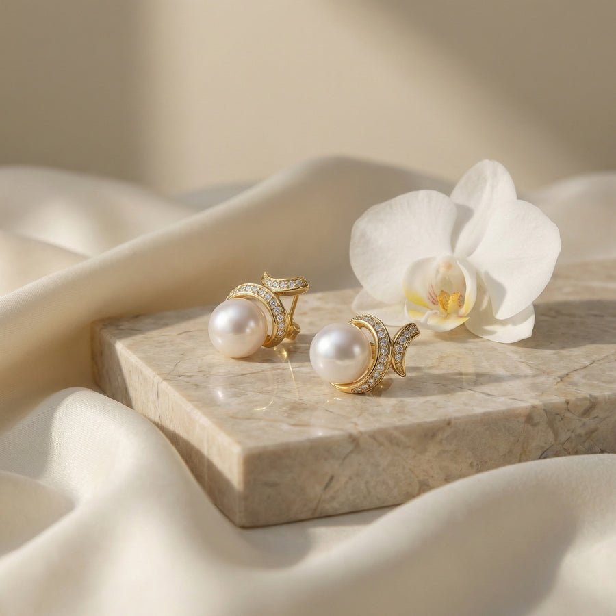 Pearl Swirl Stud Earrings, Scrollwork – pearl earrings