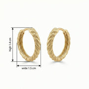 Braided Rope Textured Hoop Earrings – sterling silver earrings, front view