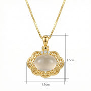 Oval Moonstone Filigree Necklace – sterling silver necklace, side detail