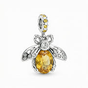 CZ Bee Dangle Charm – zircon earrings, side detail