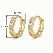 Double Row Stone Huggie Hoop Earrings – sterling silver earrings, front view