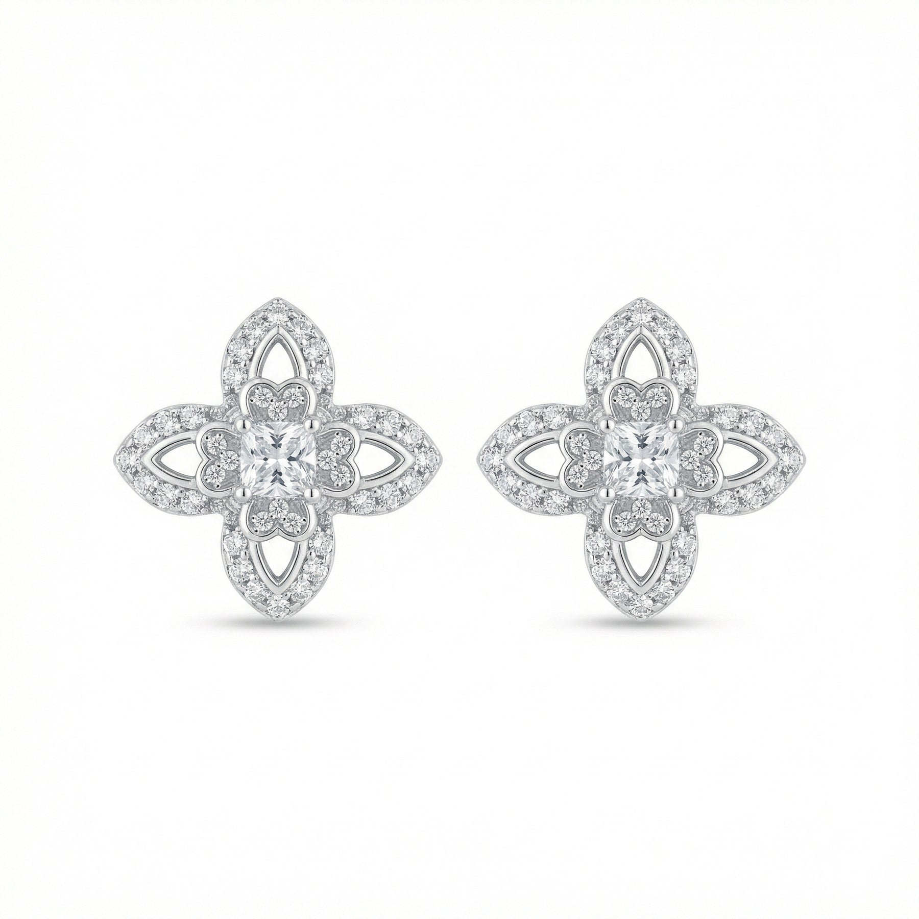 Filigree Clover Cross Stud Earrings – sterling silver earrings