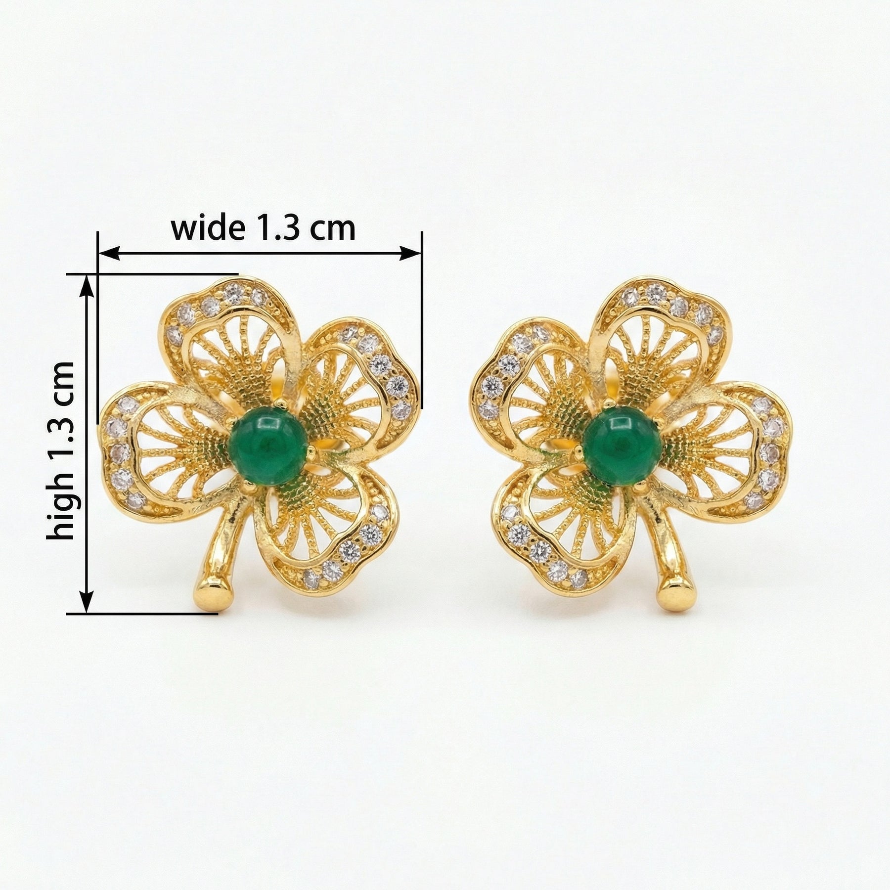 Shamrock Filigree Stud Earrings – sterling silver earrings, front view