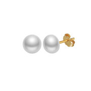 White Round Pearl Studs, Polished Finish – pearl earrings, side detail