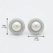 Pearl Halo Studs, Twisted Rope Detail – pearl earrings, close-up