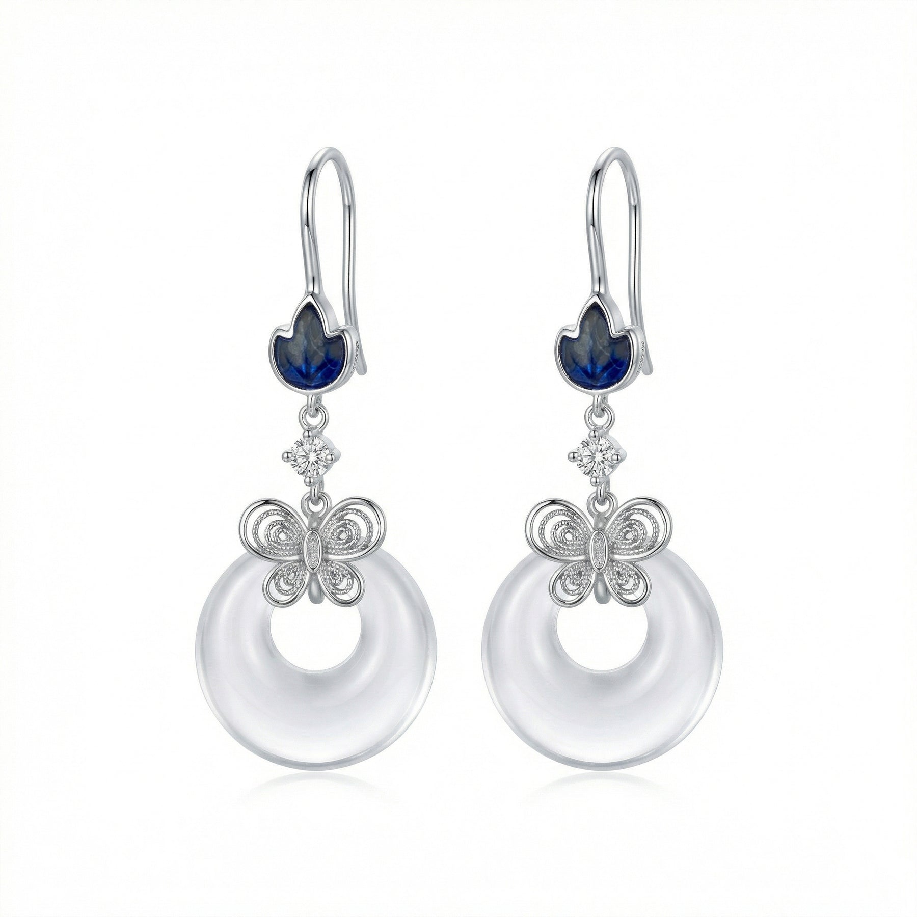 Butterfly Jade Donut Drop Earrings – jade earrings, front view