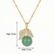 Green Jade Leaf Pendant, Round Cut – jade necklace, close-up