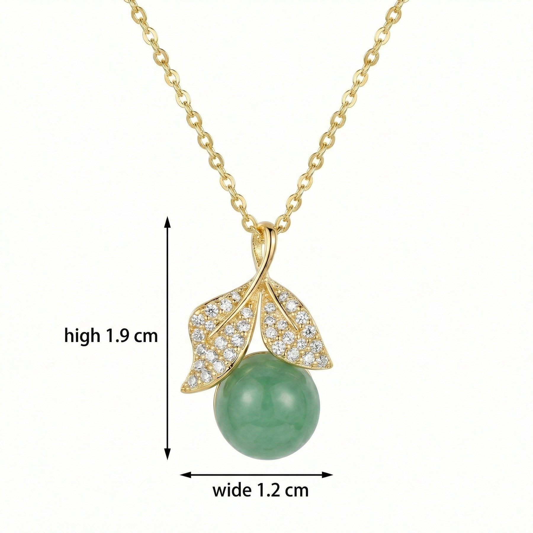 Green Jade Leaf Pendant, Round Cut – jade necklace, close-up