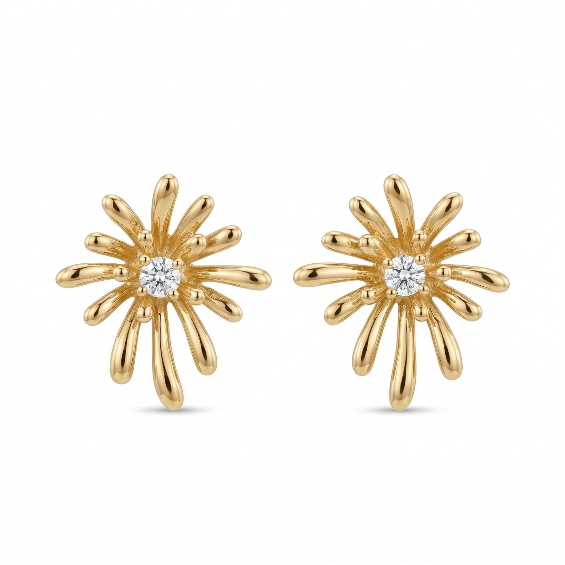 Starburst Stud Earrings – sterling silver earrings, close-up