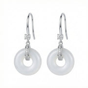 White Round Stone Drop Earrings – sterling silver earrings