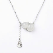 Gourd Pendant Lariat Necklace – sterling silver necklace, side detail