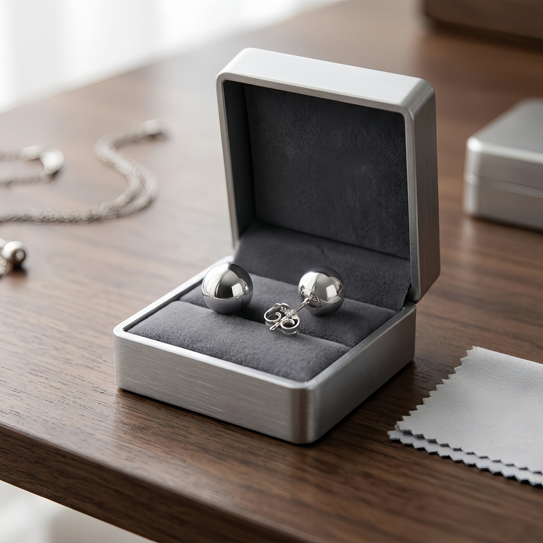 8-9mm Pearl Stud Earrings – pearl earrings, side detail