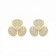 Pavé Trifoil Stud Earrings – sterling silver earrings, side detail